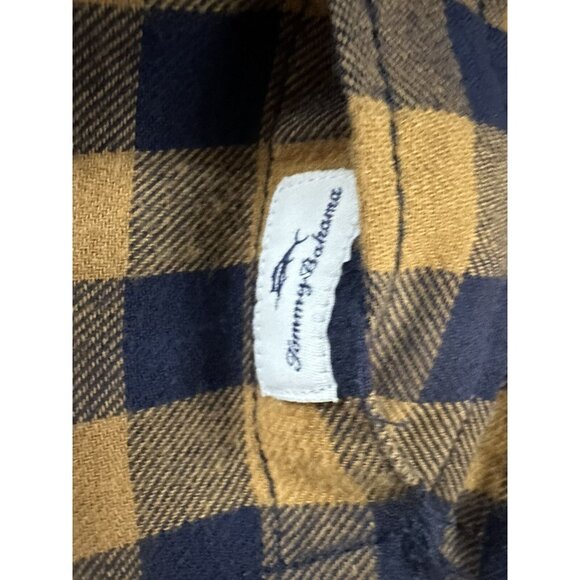 Tommy Bahama Boy's XXL 16 Blue Mustard Yellow Gingham Plaid Flannel Shirt - Picture 7 of 7